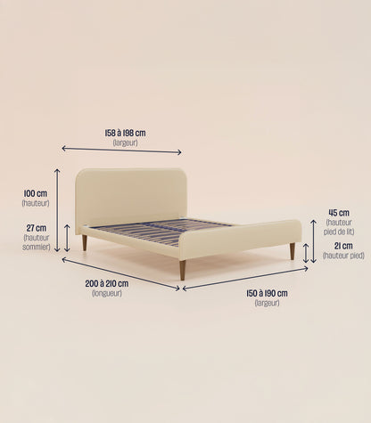 Lit scandi Beige Velouté-Plus