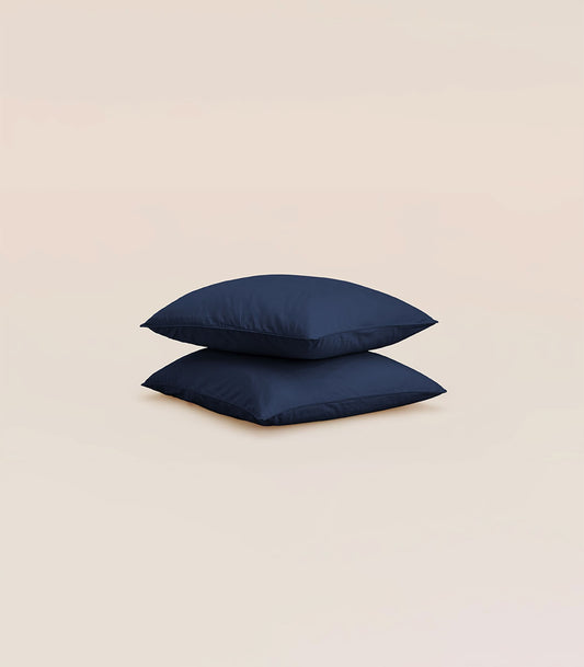Taies d'oreiller en percale de coton - Bleu océan