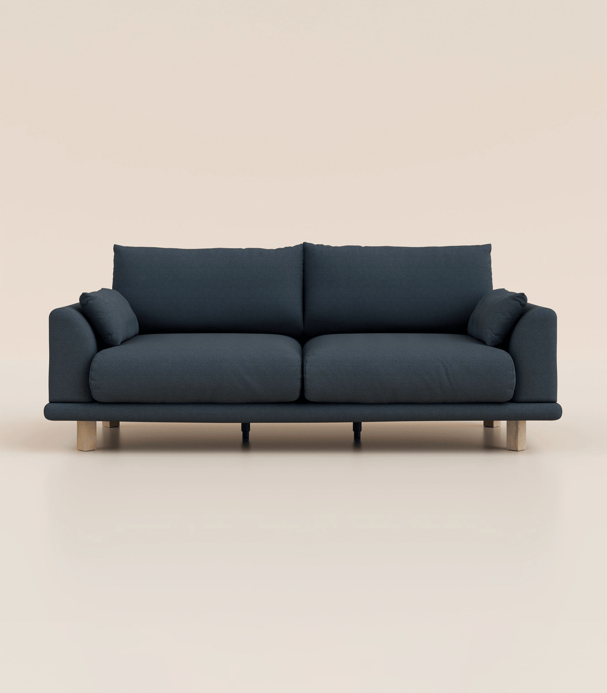 Canapé Bleu Profond-4 places-Pieds carrés - Bois clair