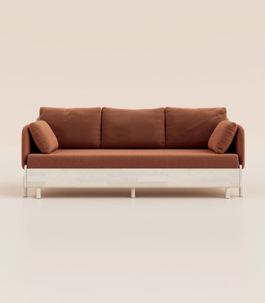 #fr#Bois clair|Tissu Terracotta|Accoudoirs en tissu