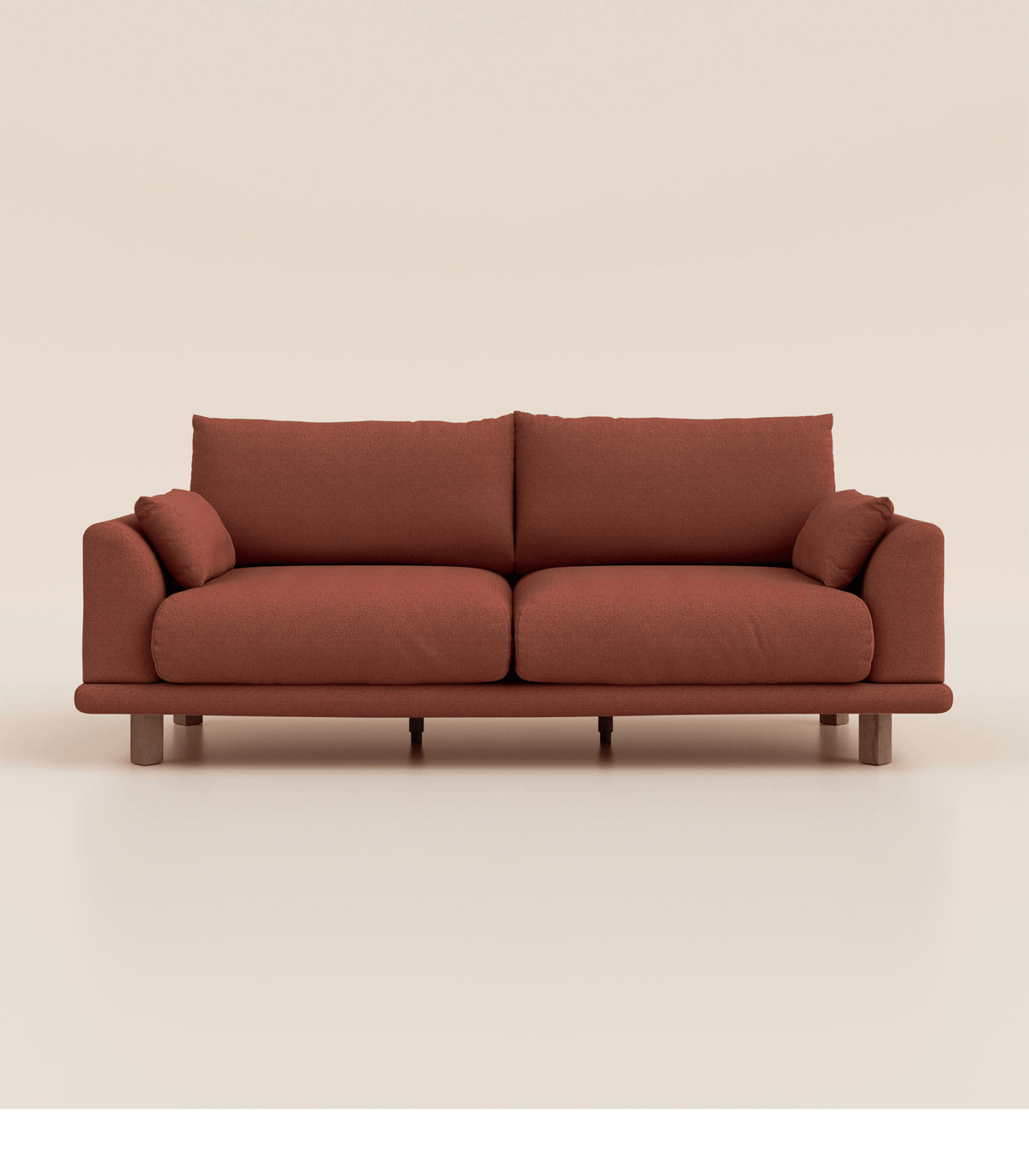 Canapé Terracotta-4 places-Pieds carrés - Bois foncé