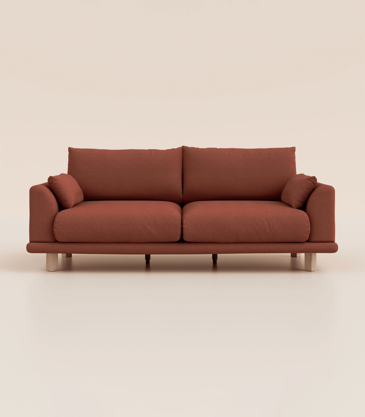 Canapé Terracotta-4 places-Pieds carrés - Bois clair