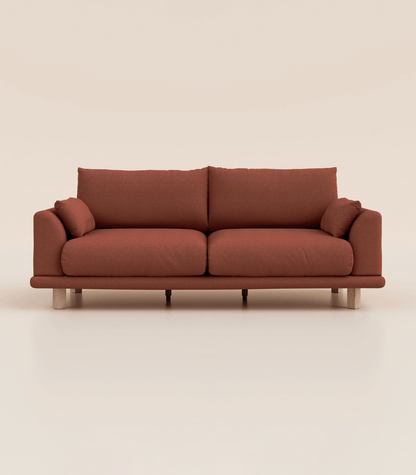 Canapé Terracotta-4 places-Pieds carrés - Bois clair