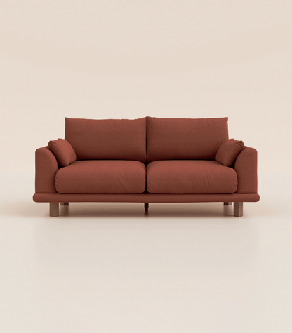 Canapé Terracotta-3 places-Pieds carrés - Bois foncé