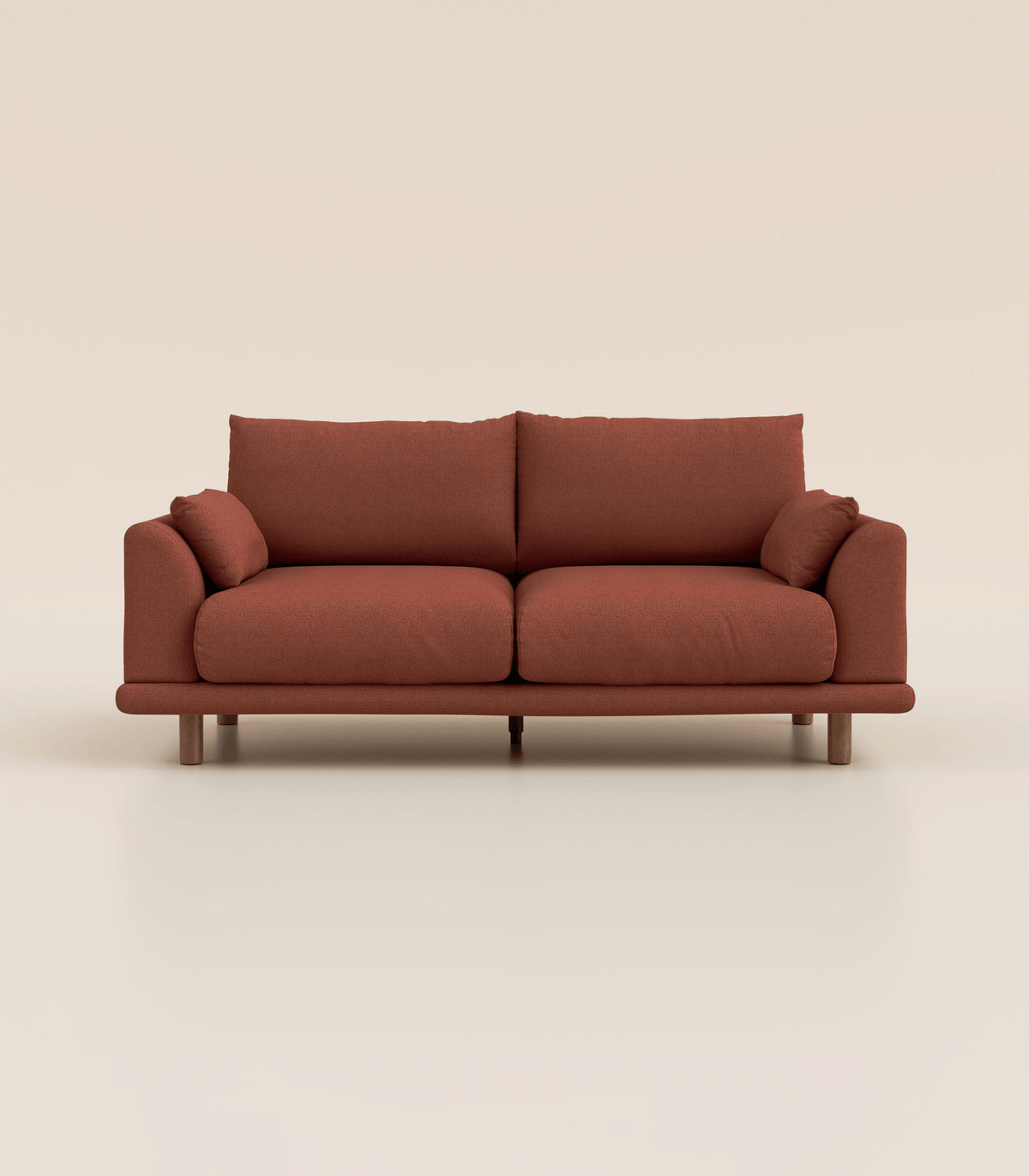 Canapé Terracotta-3 places-Pieds ronds - Bois foncé