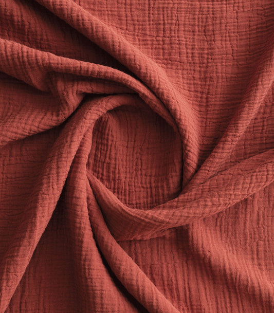 Drap housse en gaze de coton - Orange corail