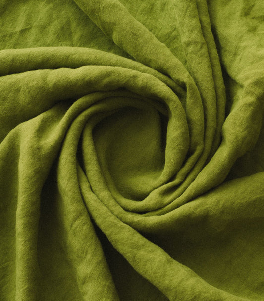 Drap housse en lin lavé - Vert forêt
