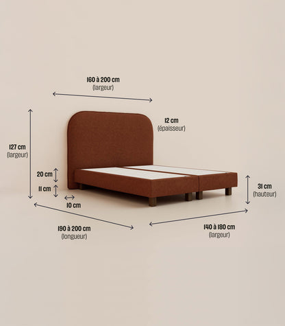 Lit boxspring Lit boxspring - Acajou velouté