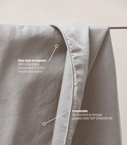 Taies d'oreiller en satin de coton Taies d'oreiller en satin de coton - Gris Ecume