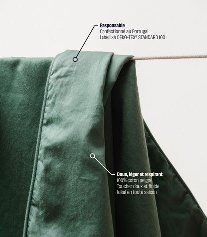 Drap housse en satin de coton Drap housse en satin de coton - Vert sauge