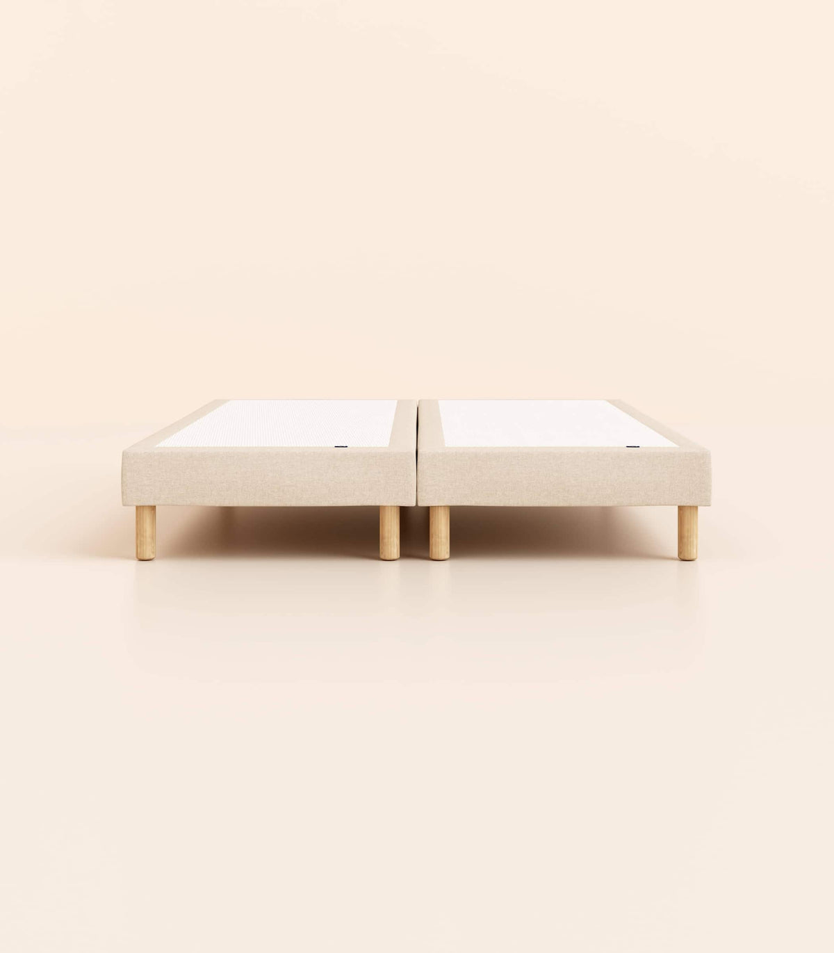 Sommier tapissier Beige-Bibloc-Pieds Hêtre clair-Standard