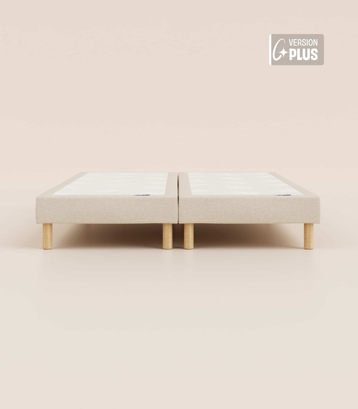 Sommier tapissier Beige-Bibloc-Pieds Bleus-Plus