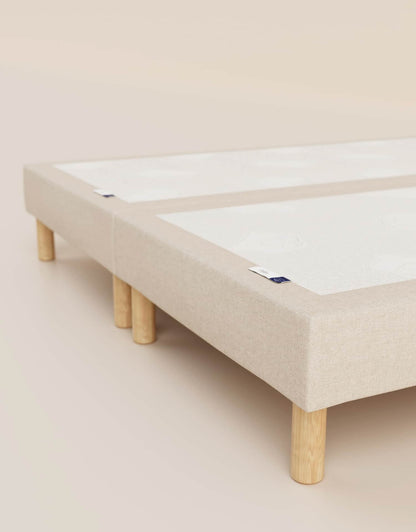 Pack lit 2 places Hybride Plus Matelas Hybride Air+-Hybride Air+-Sommier tapissier-Beige-Bibloc-Pieds Hêtre clair-Standard
